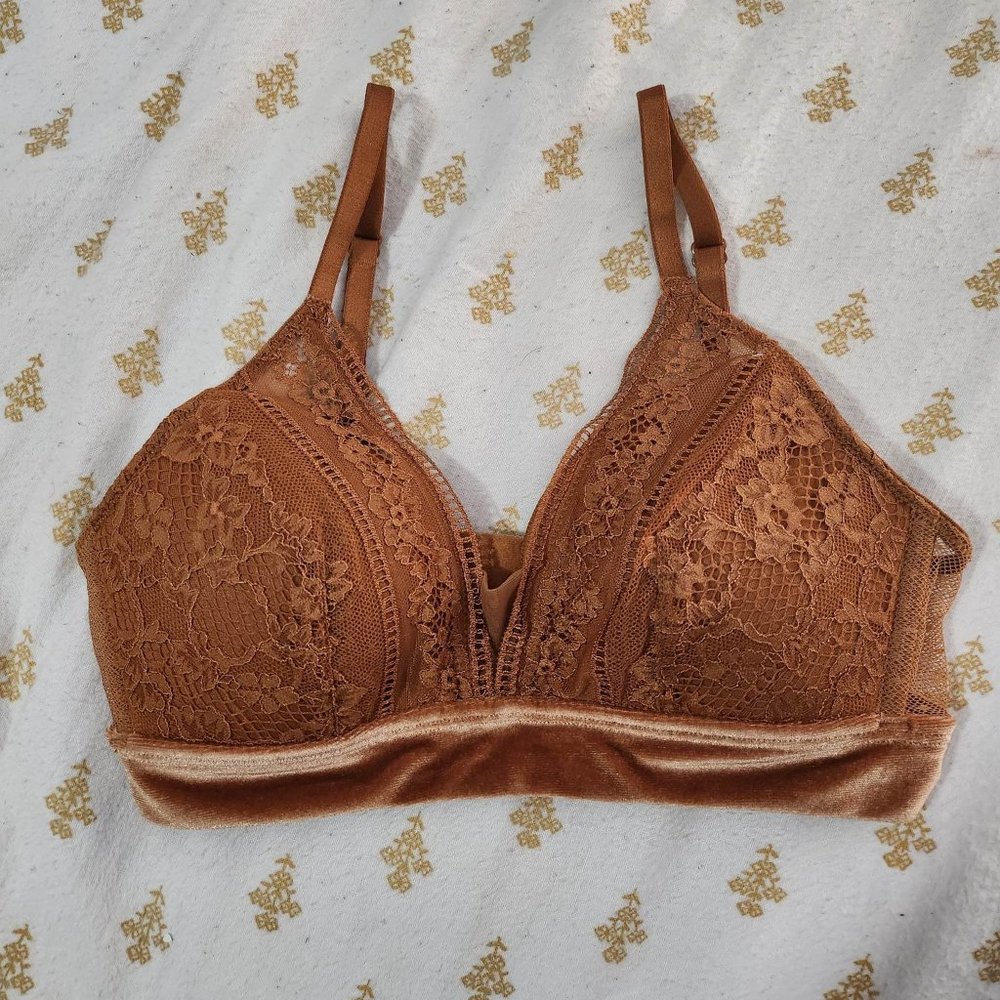Orange lace bra